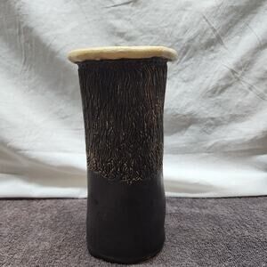 Pottery vase faux wood grain brown b47